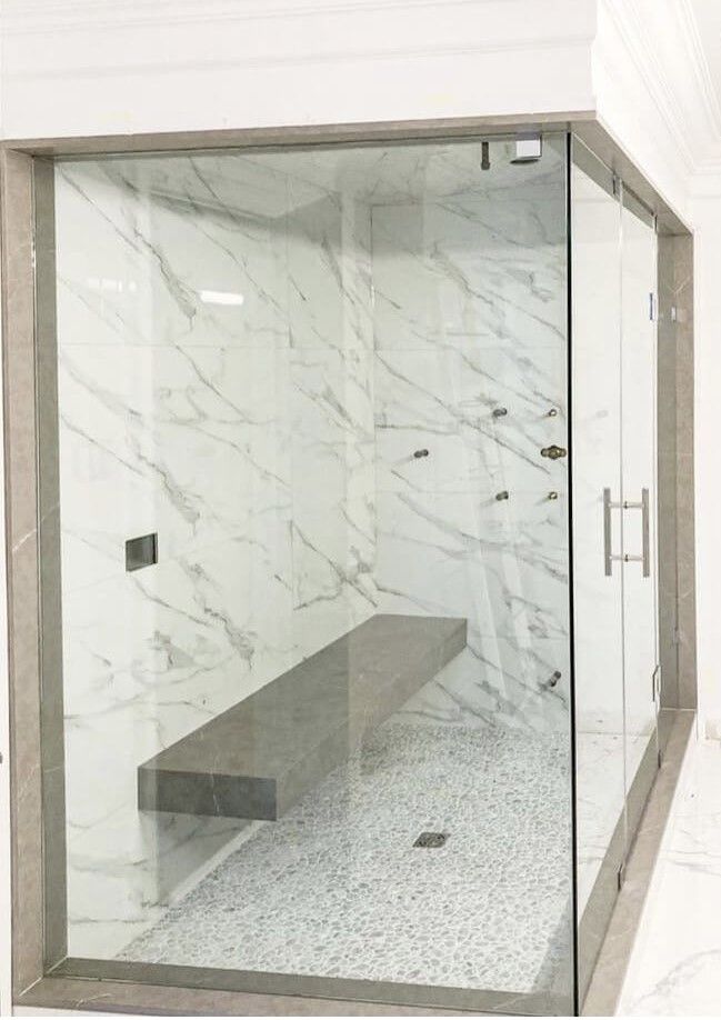 Frameless glass shower door installation By Access Glass Inc. in Barrie, ON